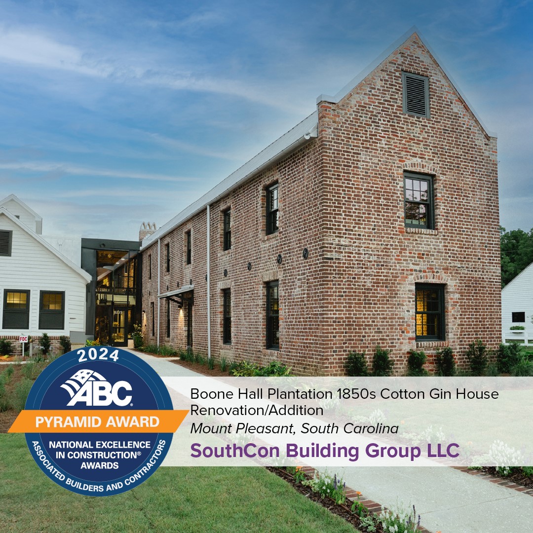 SouthCon Building Group Wins National EIC Award from ABC for Boone Hall Gin House Renovation and Addition